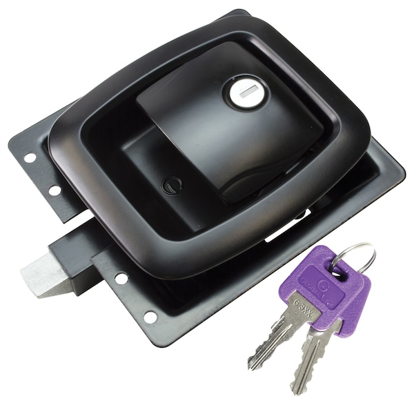 Global RV Compartment Door Lock, Slam Style, Black, Kencon version, Metal Back Plate, Keyed to G3xx BLL-50301-2006-1PK - main